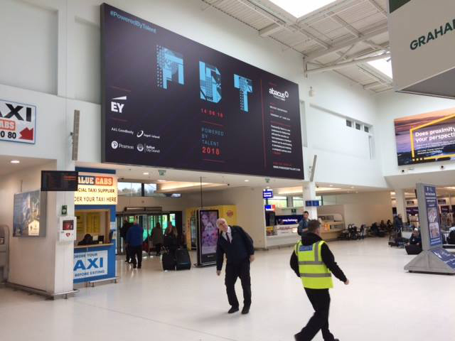 pbt display screen advertising at Belfast City Airport